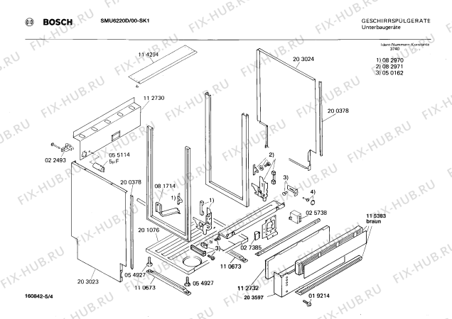 Взрыв-схема посудомоечной машины Bosch SMU6220D - Схема узла 04