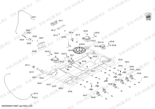 Схема №4 HSK14I31SC COCINA A GAS PRO523 IX BOSCH с изображением Дверь для плиты (духовки) Bosch 00775435