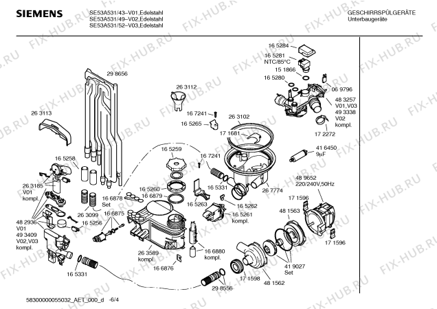 Схема №6 SE53531 с изображением Вкладыш в панель для посудомоечной машины Siemens 00360631