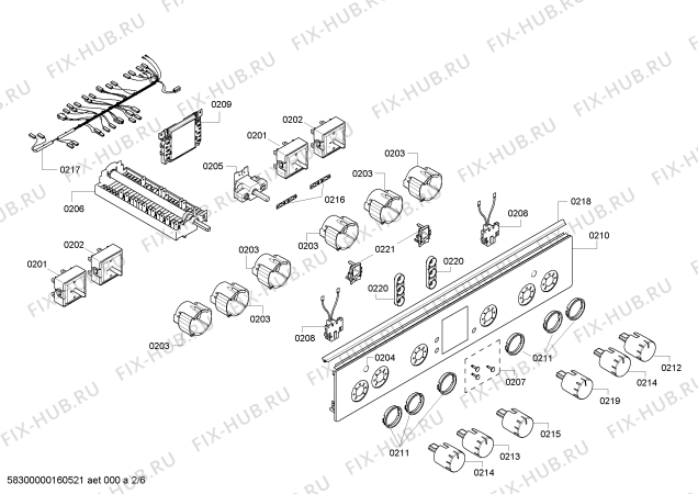 Схема №6 HCE744253R с изображением Панель управления для духового шкафа Bosch 00700320