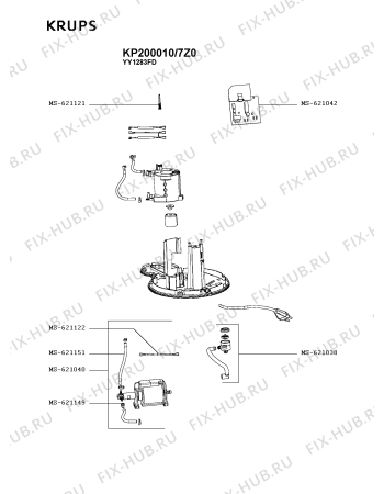 Взрыв-схема кофеварки (кофемашины) Krups KP200010/7Z0 - Схема узла XP003315.3P2