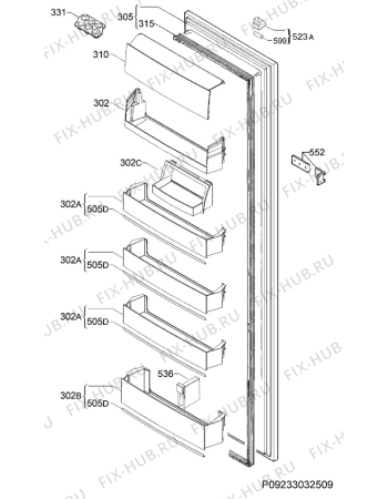 Взрыв-схема холодильника Electrolux ERN3214AOW - Схема узла Door 003