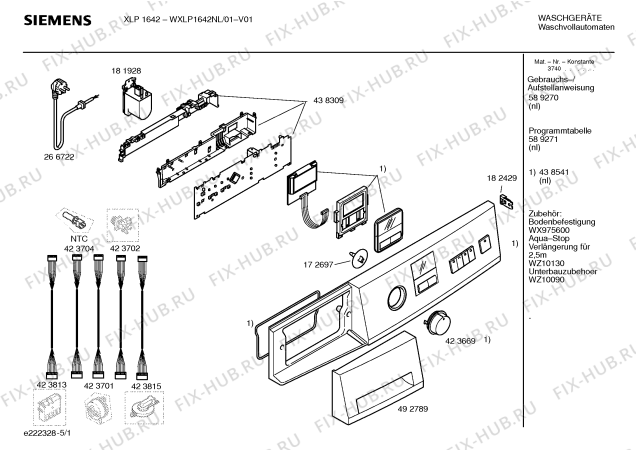 Схема №3 WXLP1642NL XLP 1642 с изображением Панель управления для стиральной машины Siemens 00438541