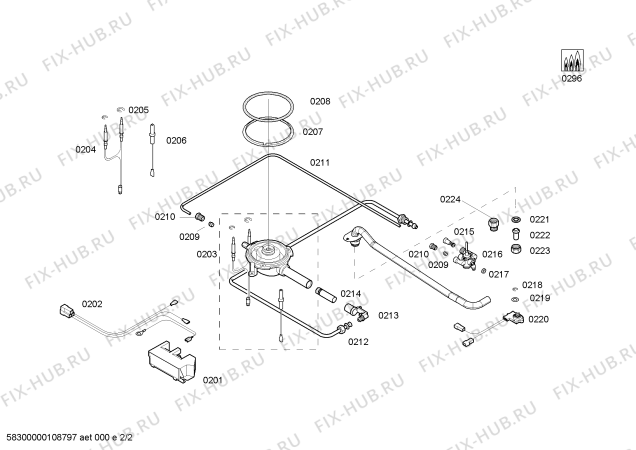 Взрыв-схема плиты (духовки) Bosch PGF375K02E - Схема узла 02