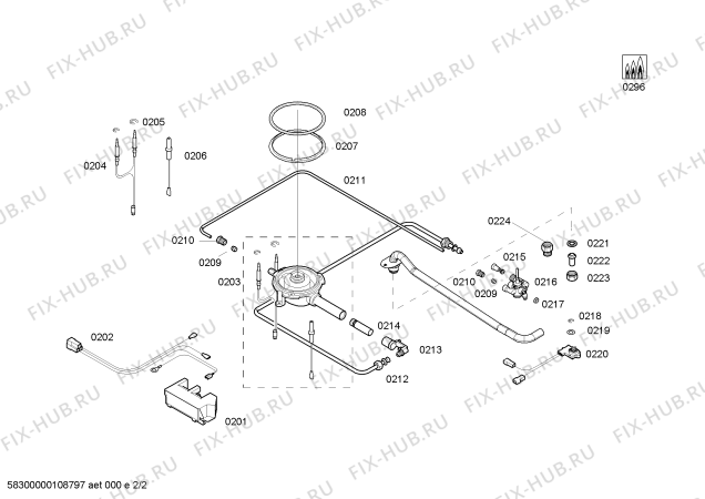 Взрыв-схема плиты (духовки) Bosch PGF375K03E - Схема узла 02