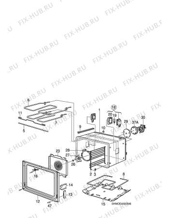 Взрыв-схема комплектующей Electrolux EKD6144A - Схема узла H10 Main Oven Cavity (large)