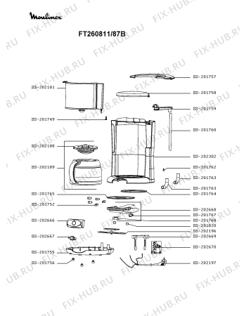 Схема №1 FG260810/87A с изображением Холдер фильтра  для электрокофемашины Moulinex SS-202181