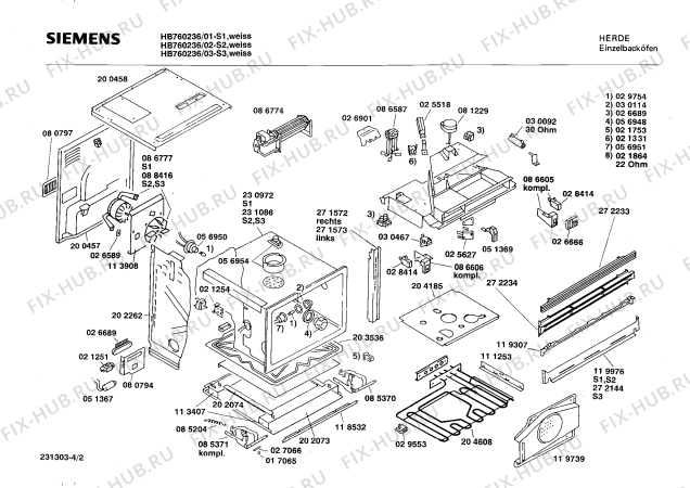 Взрыв-схема плиты (духовки) Siemens HB760236 - Схема узла 02