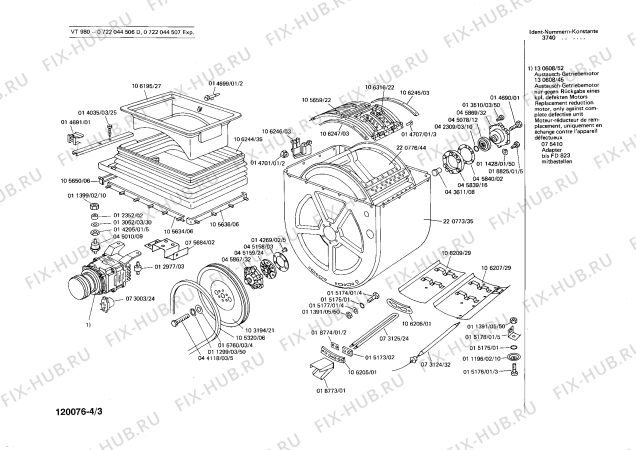 Взрыв-схема стиральной машины Bosch 0722044507 VT980 - Схема узла 03