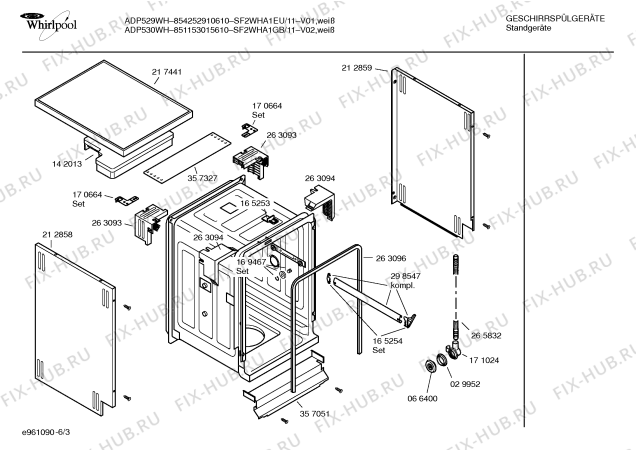 Взрыв-схема посудомоечной машины Whirlpool SF2WHA1GB - Схема узла 03