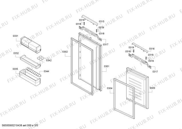 Схема №5 KIF84PF30 с изображением Контейнер для холодильника Bosch 11027569