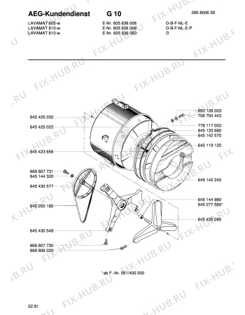 Взрыв-схема стиральной машины Aeg LAV605 W B F NL E - Схема узла Tub and drum