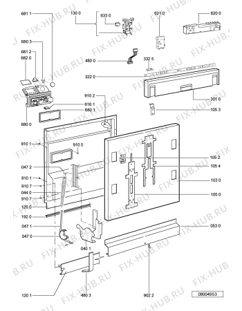 Схема №1 WP 79/2 LD с изображением Панель для посудомоечной машины Whirlpool 480140101338