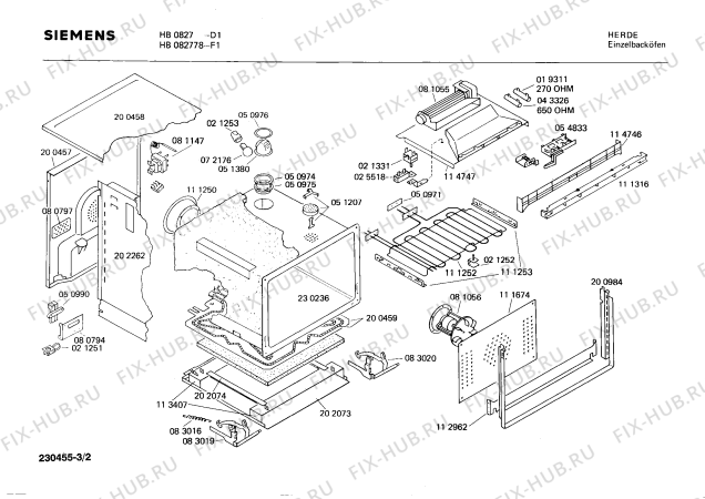 Взрыв-схема плиты (духовки) Siemens HB082778 - Схема узла 02