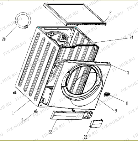 Взрыв-схема стиральной машины Upo WF6140   -Frontloader (171227, V10001002) - Схема узла 02