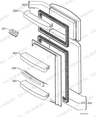 Взрыв-схема холодильника Electrolux END42395W - Схема узла Door 003