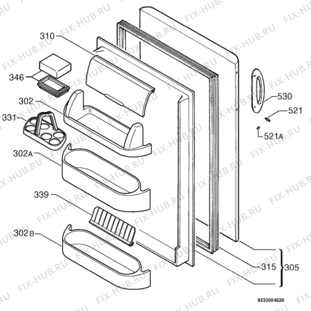 Взрыв-схема холодильника Electrolux ER6538T - Схема узла Door 003