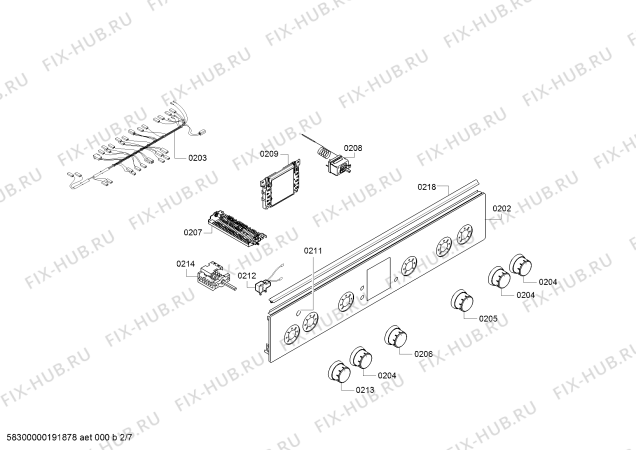 Взрыв-схема плиты (духовки) Bosch HGD64D120E - Схема узла 02