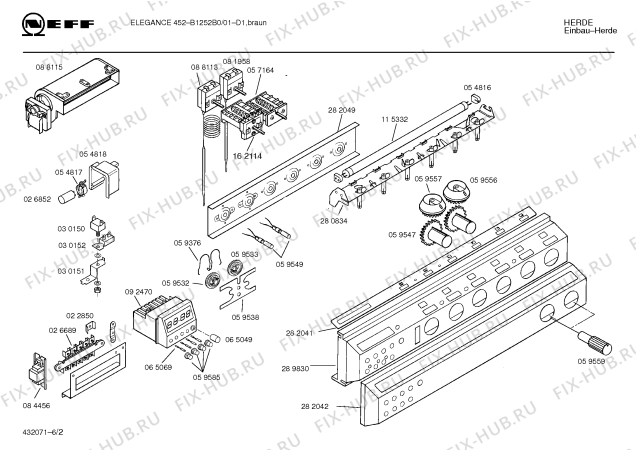 Схема №5 B1252B1 ELEGANCE 452 с изображением Панель для электропечи Bosch 00282042