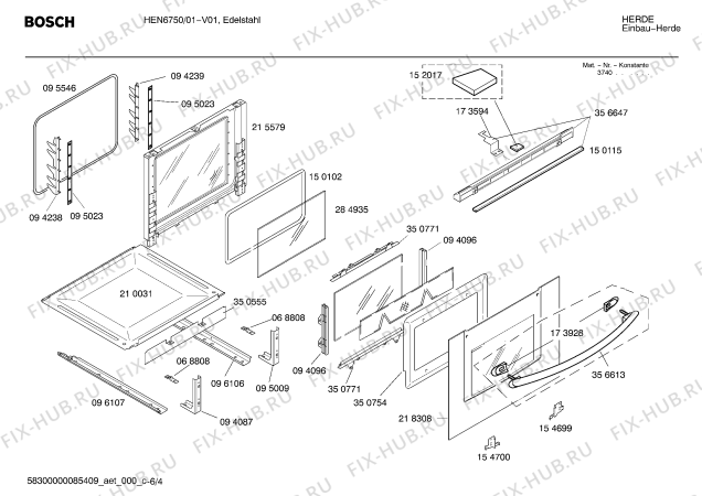 Схема №6 HEN6750 с изображением Инструкция по эксплуатации для духового шкафа Bosch 00529858