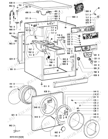 Схема №1 AWM 8103 с изображением Обшивка для стиралки Whirlpool 481245214278
