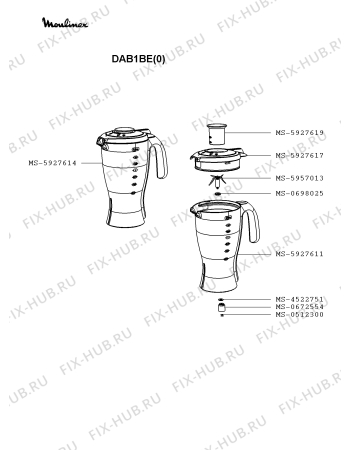 Схема №1 DAB1B2(0) с изображением Мини-ручка для блендера (миксера) Moulinex MS-0697295