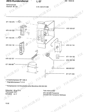 Взрыв-схема холодильника Aeg ARC96120 - Схема узла Freezer cooling system