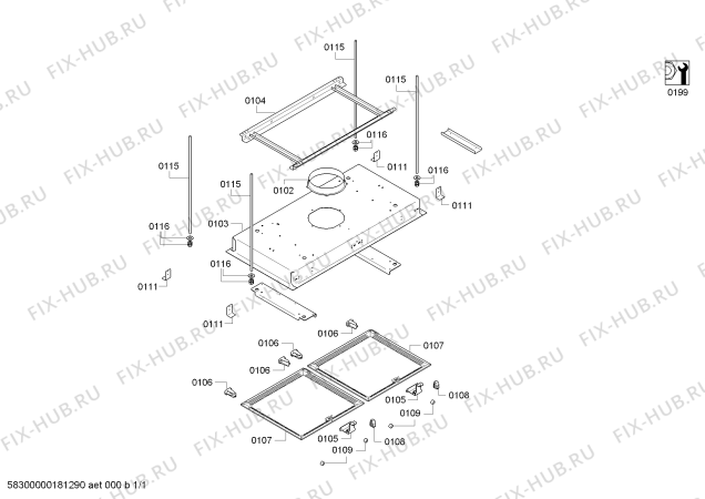 Схема №1 AC402181 Gaggenau с изображением Корпус для электровытяжки Bosch 00772089