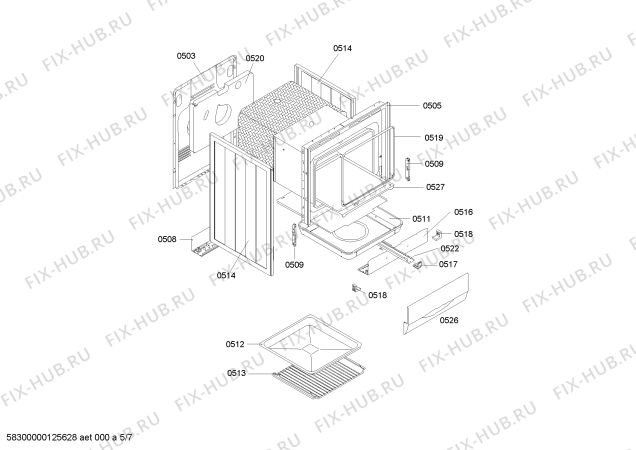 Схема №6 HSF222020E с изображением Изоляция для электропечи Bosch 00666844