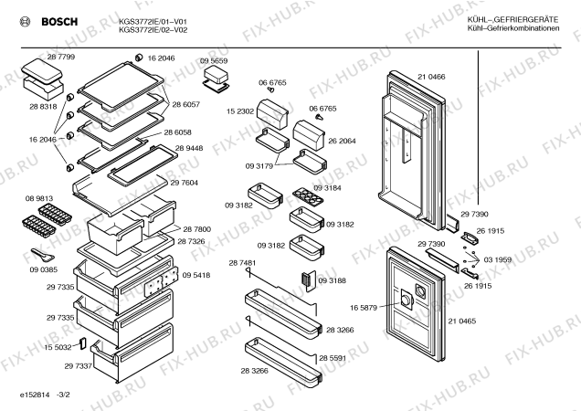 Взрыв-схема холодильника Bosch KGS3772IE - Схема узла 02