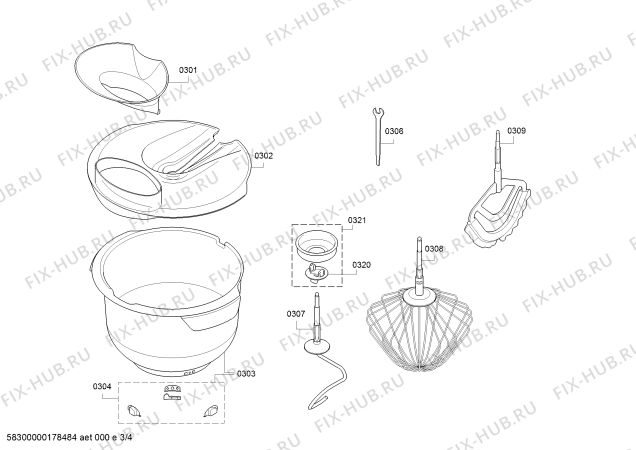 Взрыв-схема кухонного комбайна Bosch MUMXX20G MaxxiMUM SensorControl - Схема узла 03
