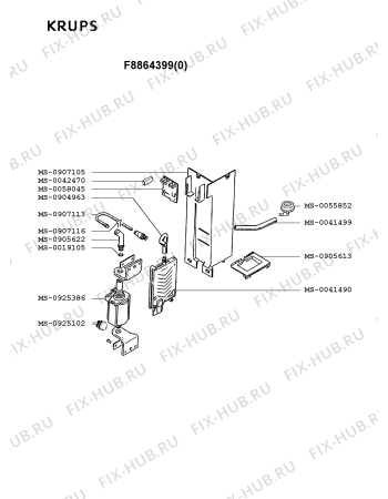 Взрыв-схема кофеварки (кофемашины) Krups F8864399(0) - Схема узла UP001864.2P3