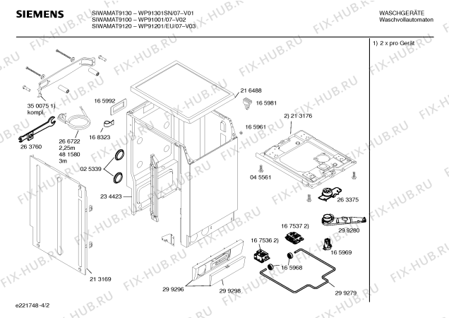 Схема №2 WP91001 SIWAMAT 9100 с изображением Панель управления для стиралки Siemens 00352663