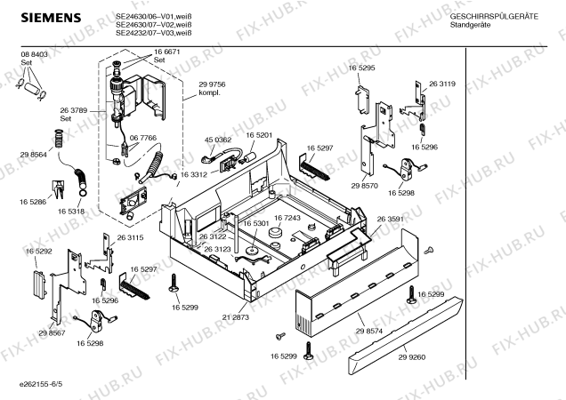 Взрыв-схема посудомоечной машины Siemens SE24232 OPTIMA 242 - Схема узла 05