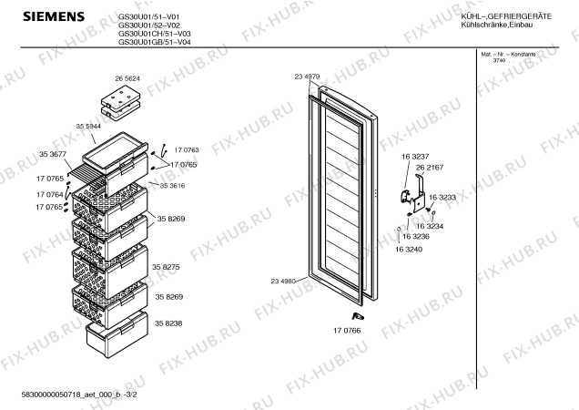 Взрыв-схема холодильника Siemens GS30U01CH - Схема узла 02