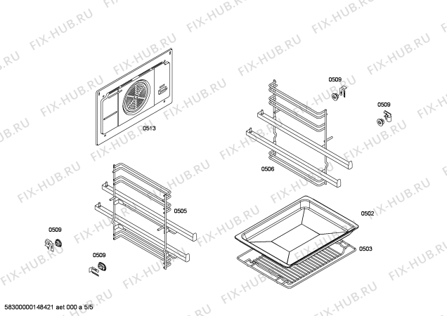 Взрыв-схема плиты (духовки) Bosch HBA43S461E Horno.BO.2d.B4.E0_CIF.pt_bsc.negro - Схема узла 05