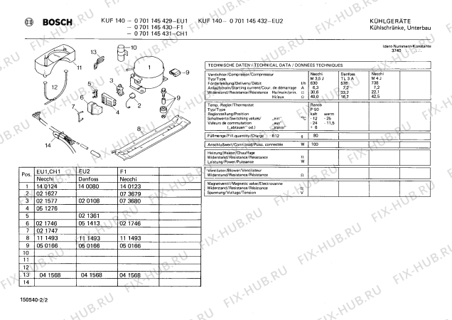 Взрыв-схема холодильника Bosch 0701145431 KUF140 - Схема узла 02