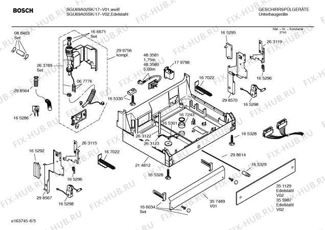 Взрыв-схема посудомоечной машины Bosch SGU69A02SK - Схема узла 05