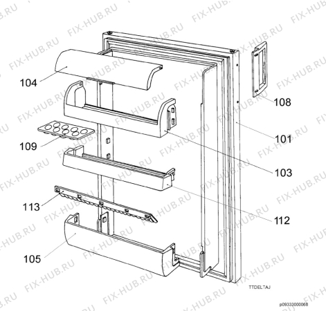 Взрыв-схема холодильника Privileg 825835_4832 - Схема узла Door 003