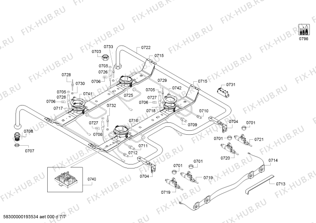 Взрыв-схема плиты (духовки) Bosch HGD745250E - Схема узла 07