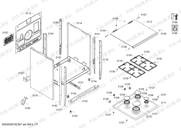 Схема №5 HX745521N с изображением Столешница для плиты (духовки) Siemens 00711944