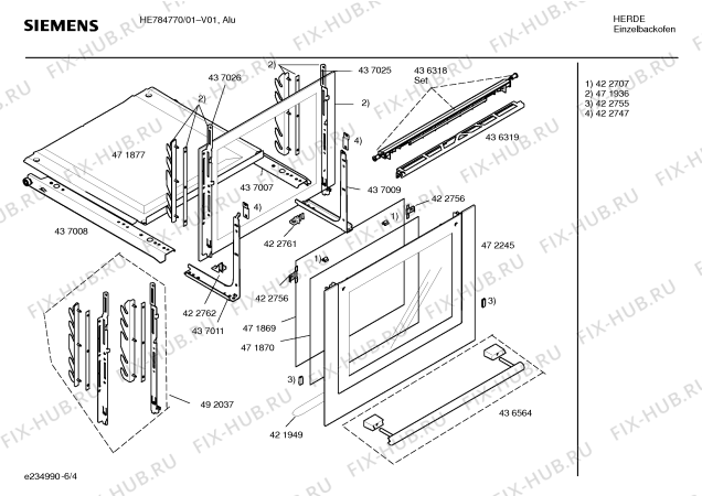 Схема №4 HE784770C с изображением Фронтальное стекло для электропечи Siemens 00472245