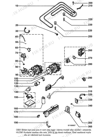 Взрыв-схема посудомоечной машины Husqvarna Electrolux QB413W - Схема узла W10 Heater, pump, other electric, DGN O
