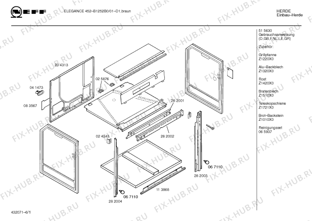 Схема №6 B1252B1 ELEGANCE 452 с изображением Панель для электропечи Bosch 00282042