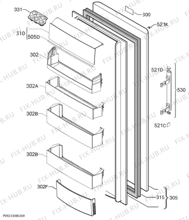 Взрыв-схема холодильника Electrolux ERF4115DOX - Схема узла Door 003