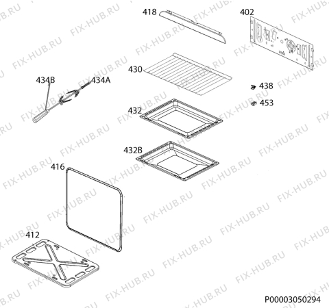 Взрыв-схема плиты (духовки) Electrolux EKG61102OX - Схема узла Oven