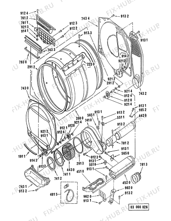 Взрыв-схема сушильной машины Whirlpool 3CSP2760 AWM 903 - Схема узла