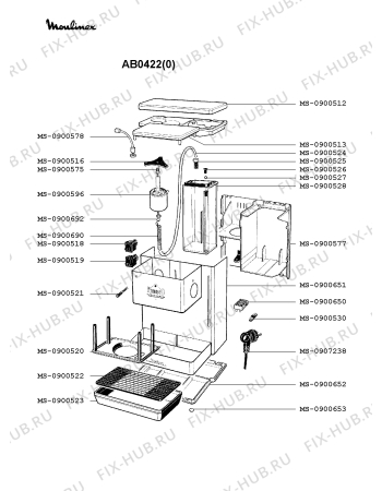 Взрыв-схема кофеварки (кофемашины) Moulinex AB0422(0) - Схема узла XP001875.3P2