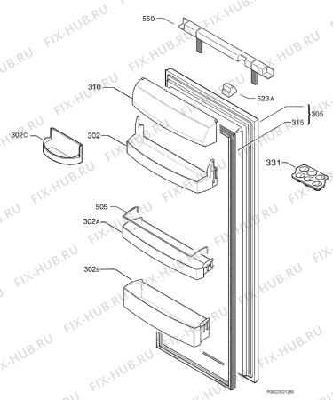 Взрыв-схема холодильника Juno Electrolux JRG90102 - Схема узла Door 003