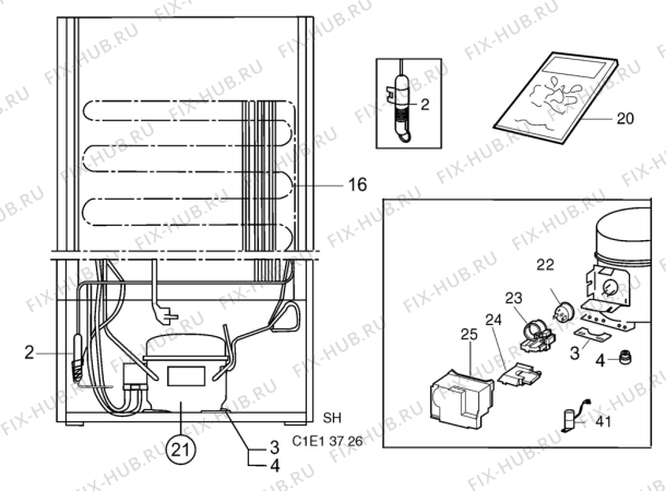 Взрыв-схема холодильника Electrolux EU7305C - Схема узла C10 Cold, users manual